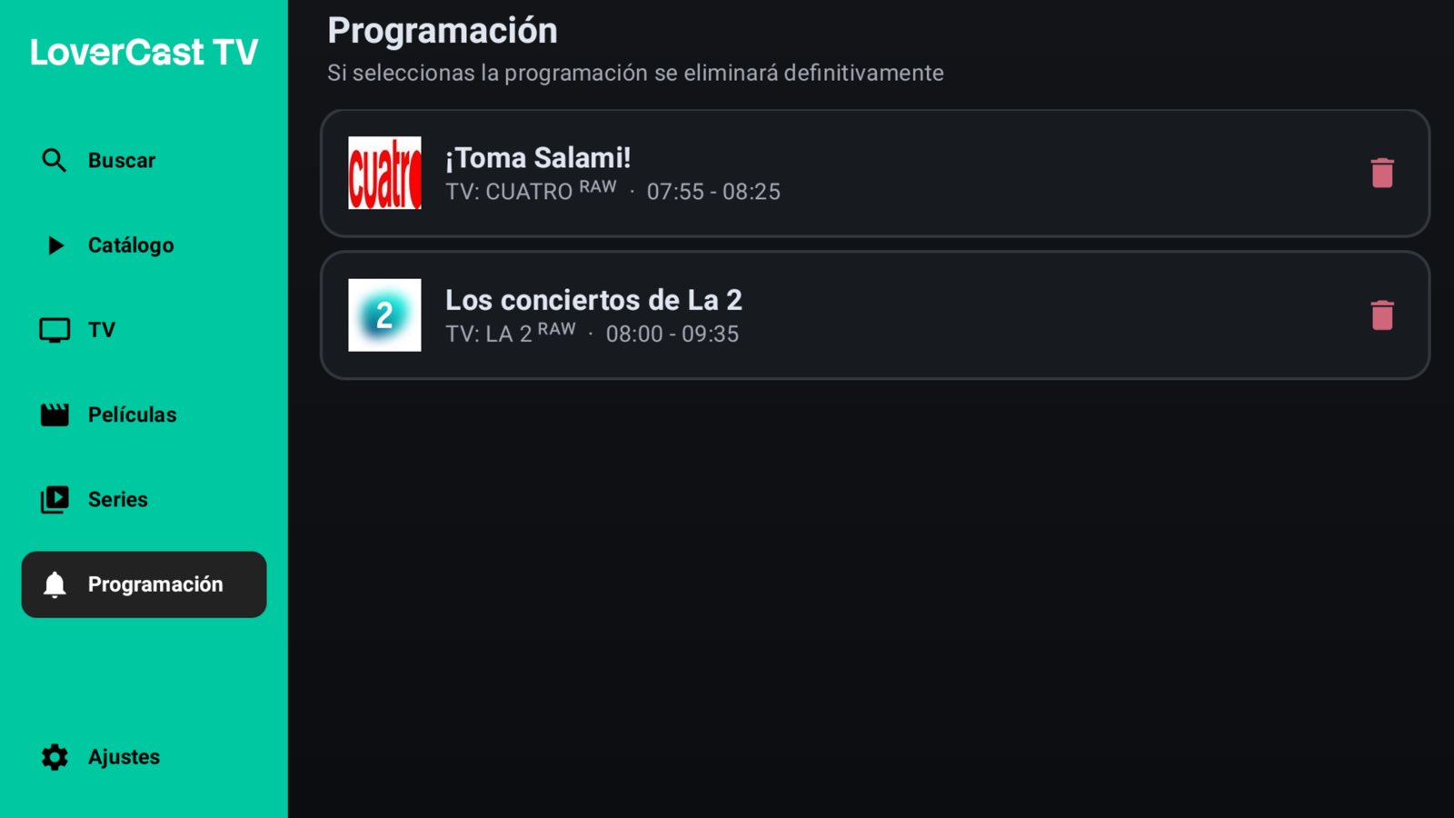 Captura de pantalla de LoverCast TV 15